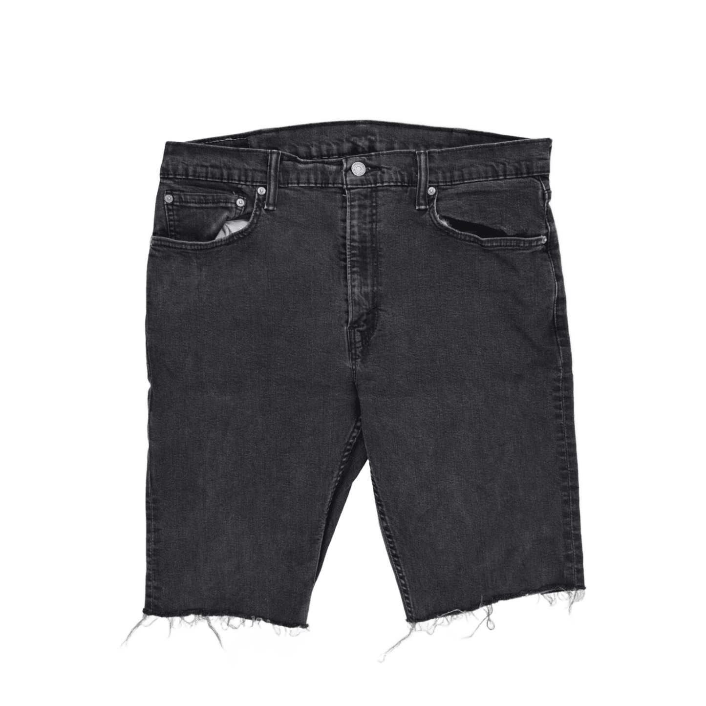Levi's 502 Black Denim Cut-Off Shorts W38 10 Inch Inseam Cotton
