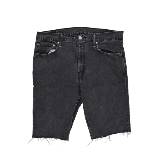Levi's 502 Black Denim Cut-Off Shorts W38 10 Inch Inseam Cotton