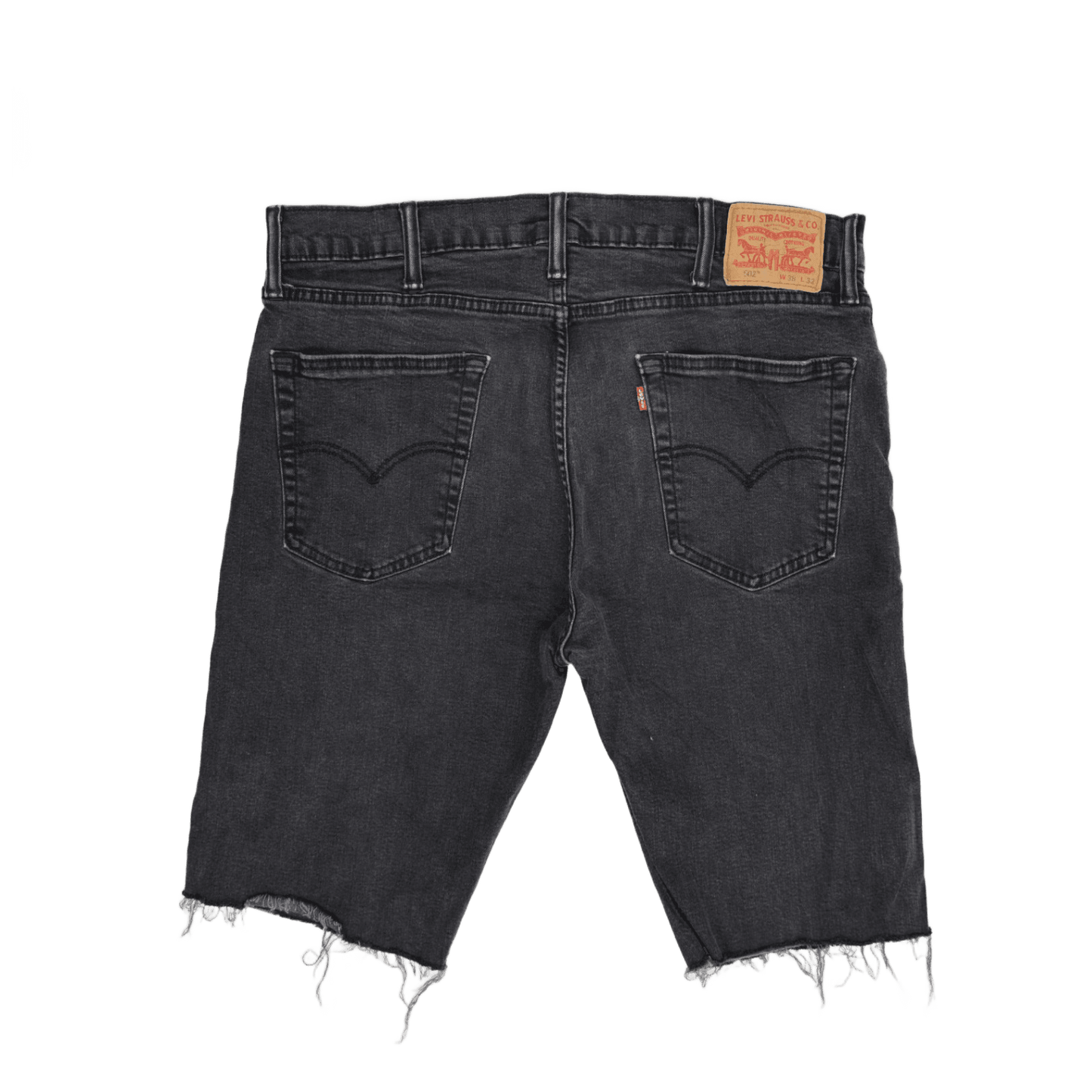 Levi's 502 Black Denim Cut-Off Shorts W38 10 Inch Inseam Cotton