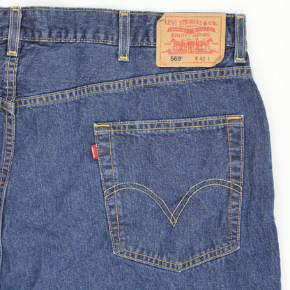Levi's 569 Loose Straight Fit Denim Shorts Blue W42 100 Percent Cotton Vintage
