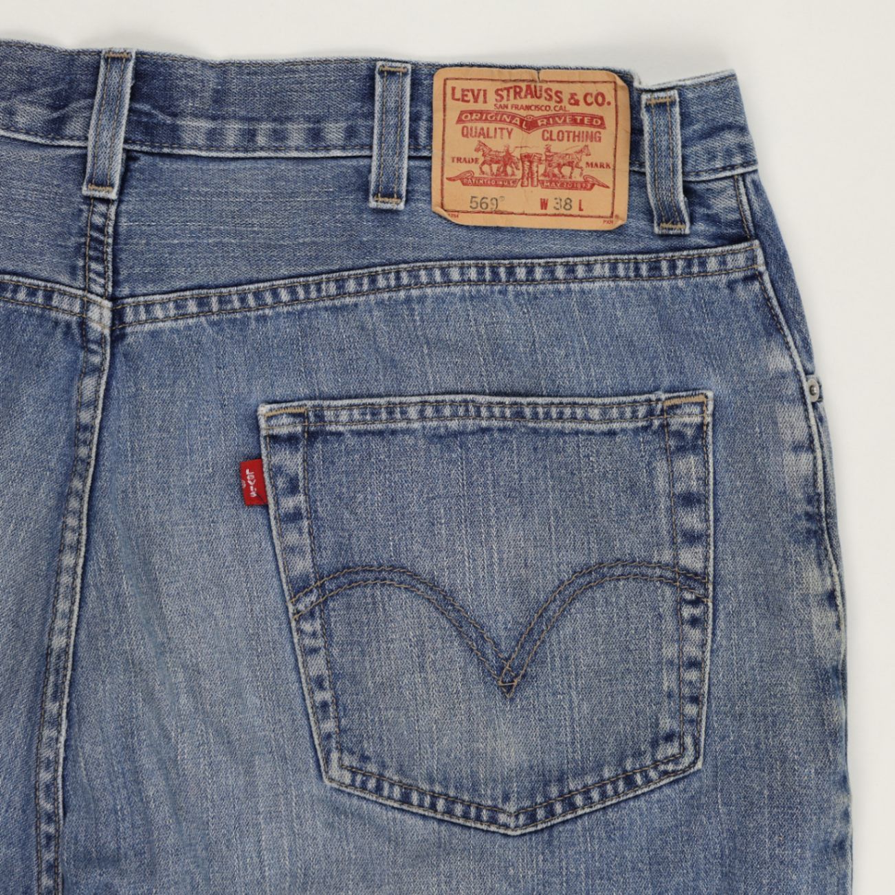Levi's 569 Loose Fit Vintage Blue Denim Shorts W38 100% Cotton