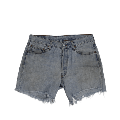 Levi's 501 Vintage High Waist Cut-Off Denim Shorts Light Blue W34 L36 Cotton