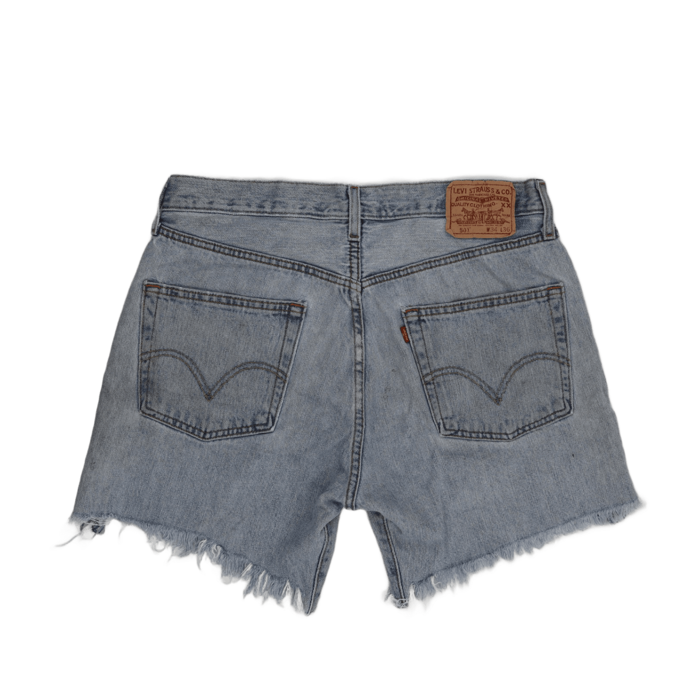 Levi's 501 Vintage High Waist Cut-Off Denim Shorts Light Blue W34 L36 Cotton