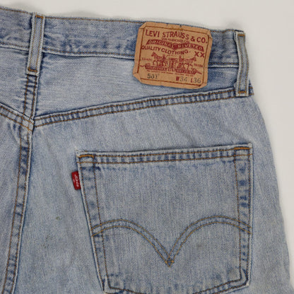 Levi's 501 Vintage High Waist Cut-Off Denim Shorts Light Blue W34 L36 Cotton