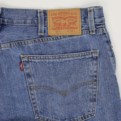 Levi's 505 Vintage Blue Denim Shorts 38W 10.5 Inch Inseam Cotton