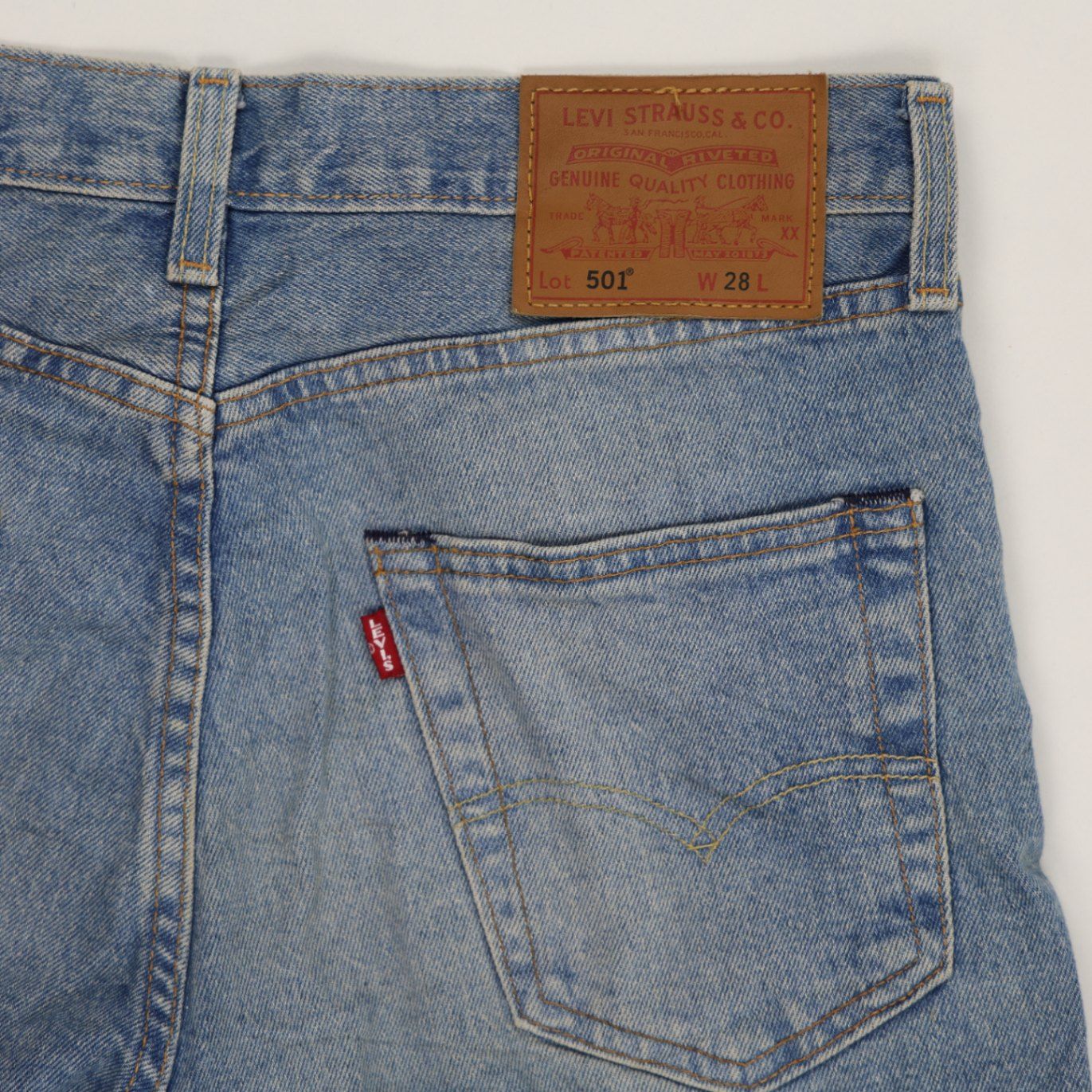 Levi's 501 Straight Fit Denim Shorts Vintage Blue W28 Cotton