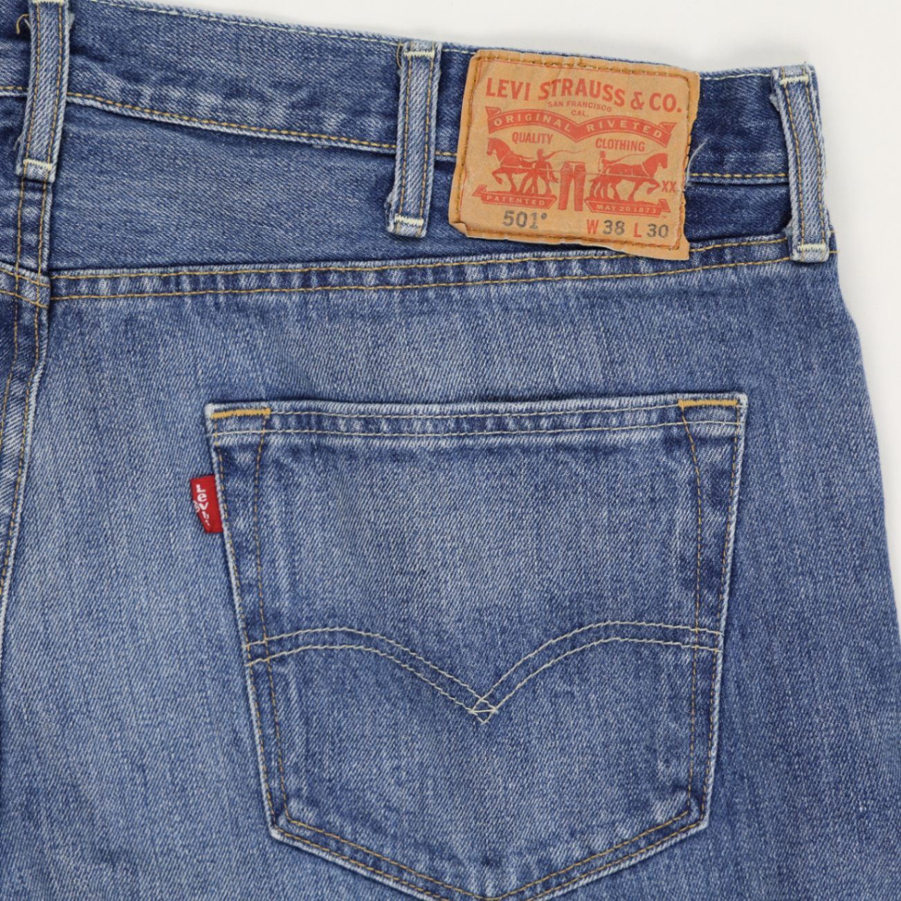 Levi's 501 Raw Hem Denim Shorts Blue W38 Cotton Denim Vintage