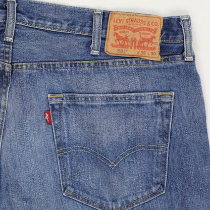 Levi's 501 Raw Hem Denim Shorts Blue W38 Cotton Denim Vintage