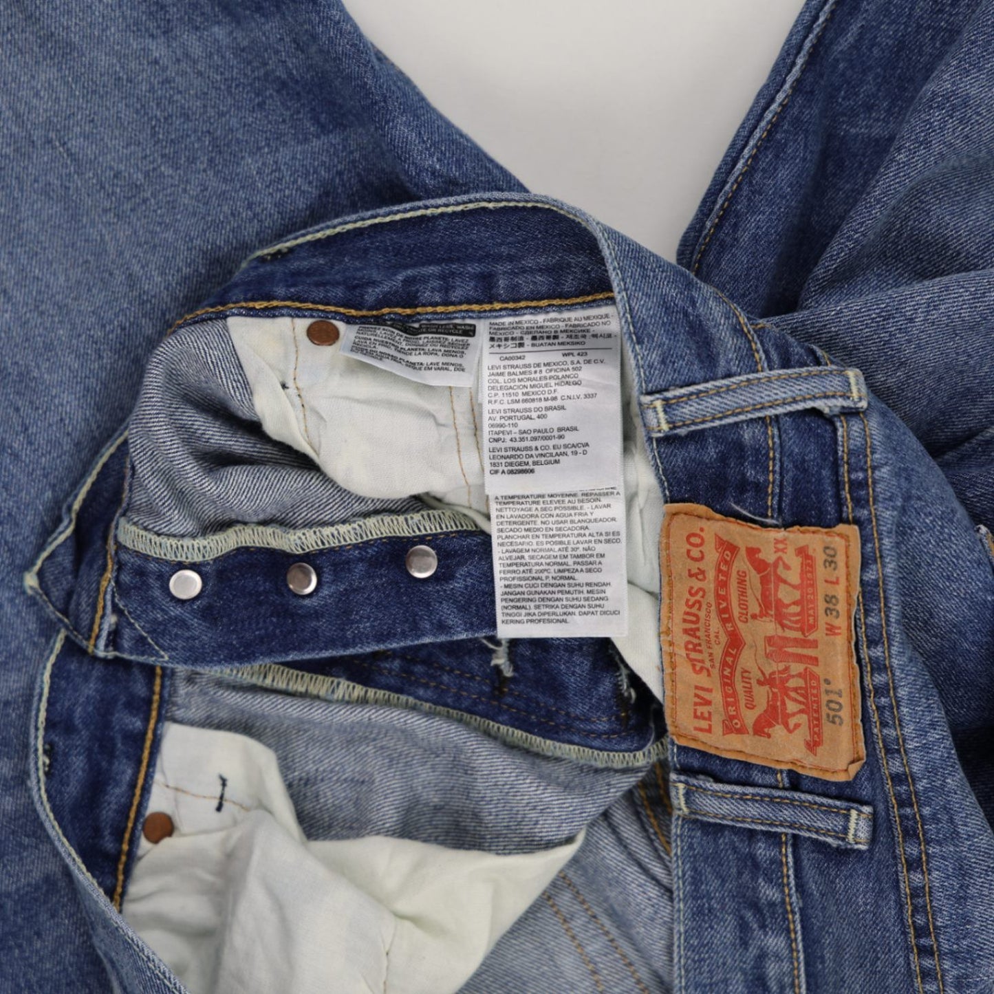 Levi's 501 Raw Hem Denim Shorts Blue W38 Cotton Denim Vintage
