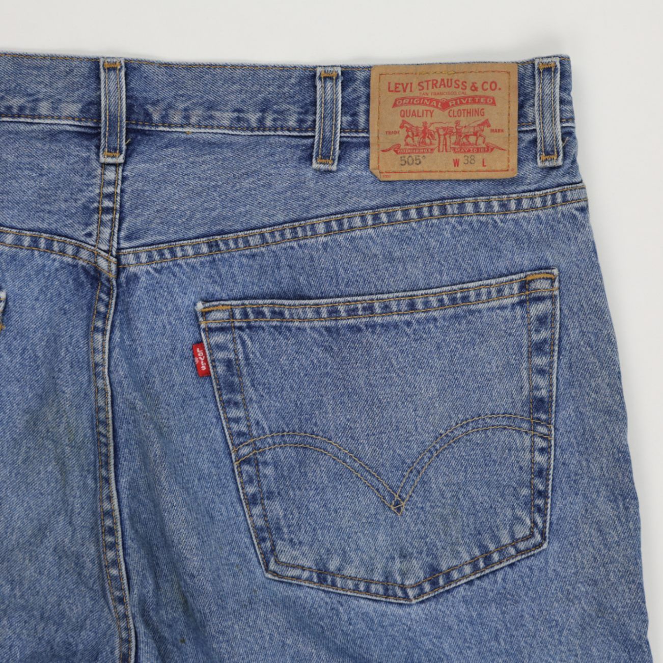 Levi's 505 Regular Fit Vintage Denim Shorts Blue W38 9 Inch Cotton