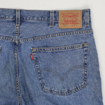 Levi's 505 Regular Fit Vintage Denim Shorts Blue W38 9 Inch Cotton