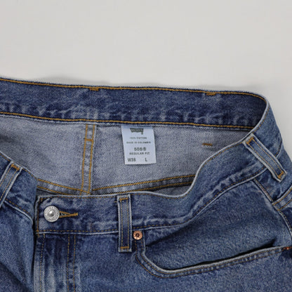 Levi's 505 Regular Fit Vintage Denim Shorts Blue W38 9 Inch Cotton