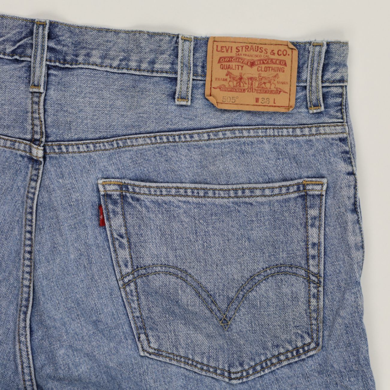 Levi's 505 Regular Fit Vintage Blue Denim Shorts W38 100% Cotton