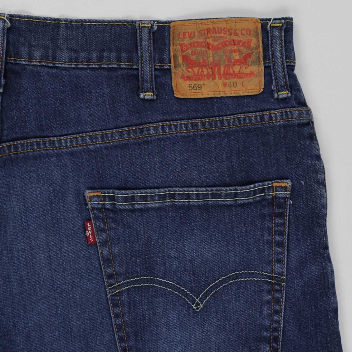 Levi's 569 Loose Fit Denim Shorts Mid Blue W40 Cotton Denim Vintage