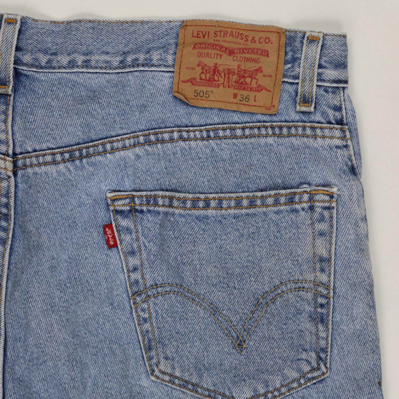 Levi's 505 Regular Fit Vintage Denim Shorts Blue W36 L 100 Percent Cotton