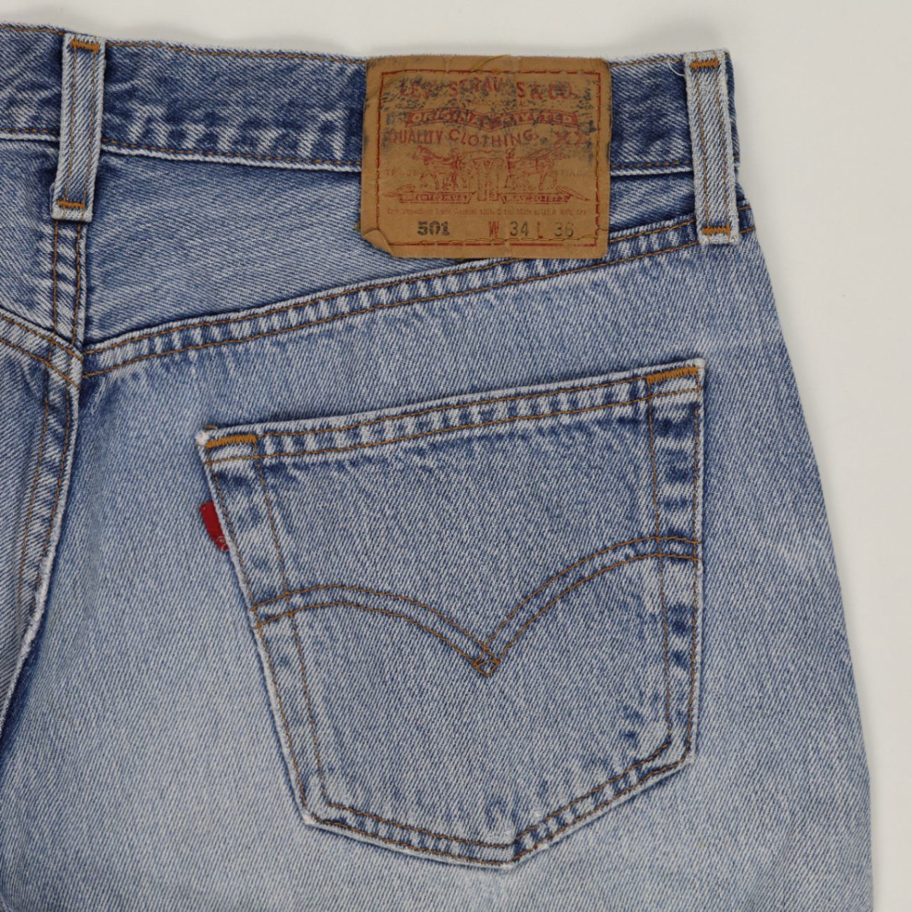 Levi's 501 Vintage Denim Shorts Faded Blue W34 L36 Cotton Casual