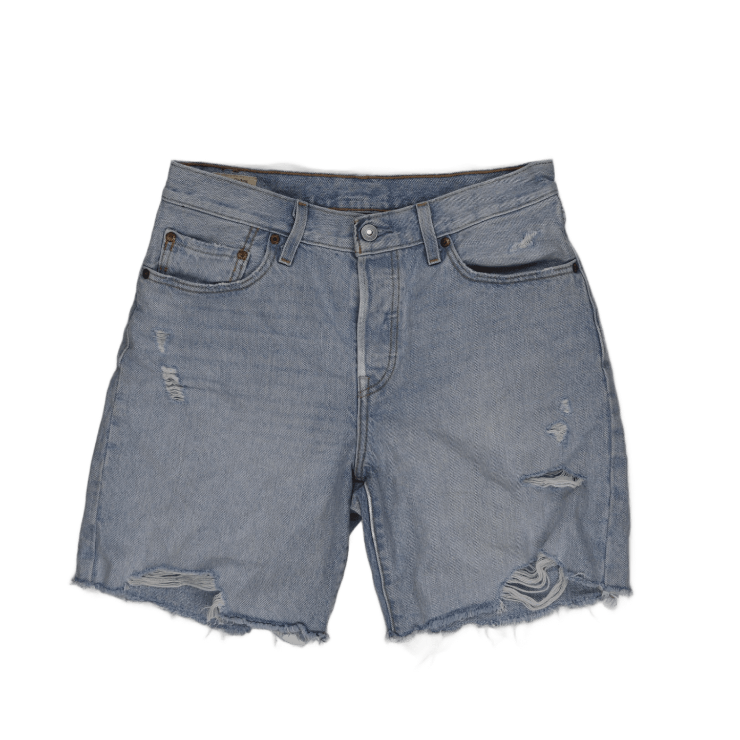Levi's 501 Distressed Denim Shorts Light Blue W34 100% Cotton Vintage