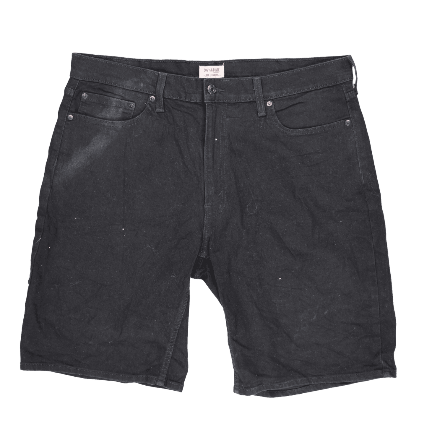 Levi Strauss Men's Black Denim Shorts 34W 10.5 Inch Inseam 72% Cotton 26% Polyester 2% Elastane