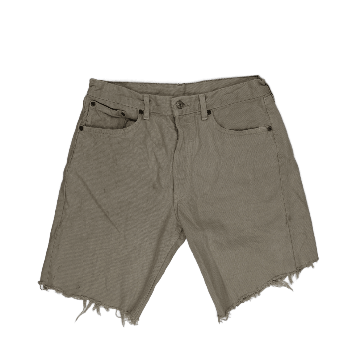 Levi's 501 Vintage Distressed Beige Cut-Off Denim Shorts W32 L34 Denim Cotton