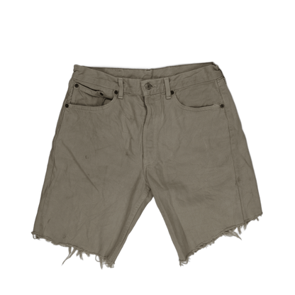 Levi's 501 Vintage Distressed Beige Cut-Off Denim Shorts W32 L34 Denim Cotton