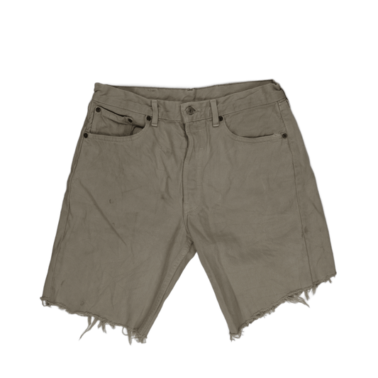 Levi's 501 Vintage Distressed Beige Cut-Off Denim Shorts W32 L34 Denim Cotton