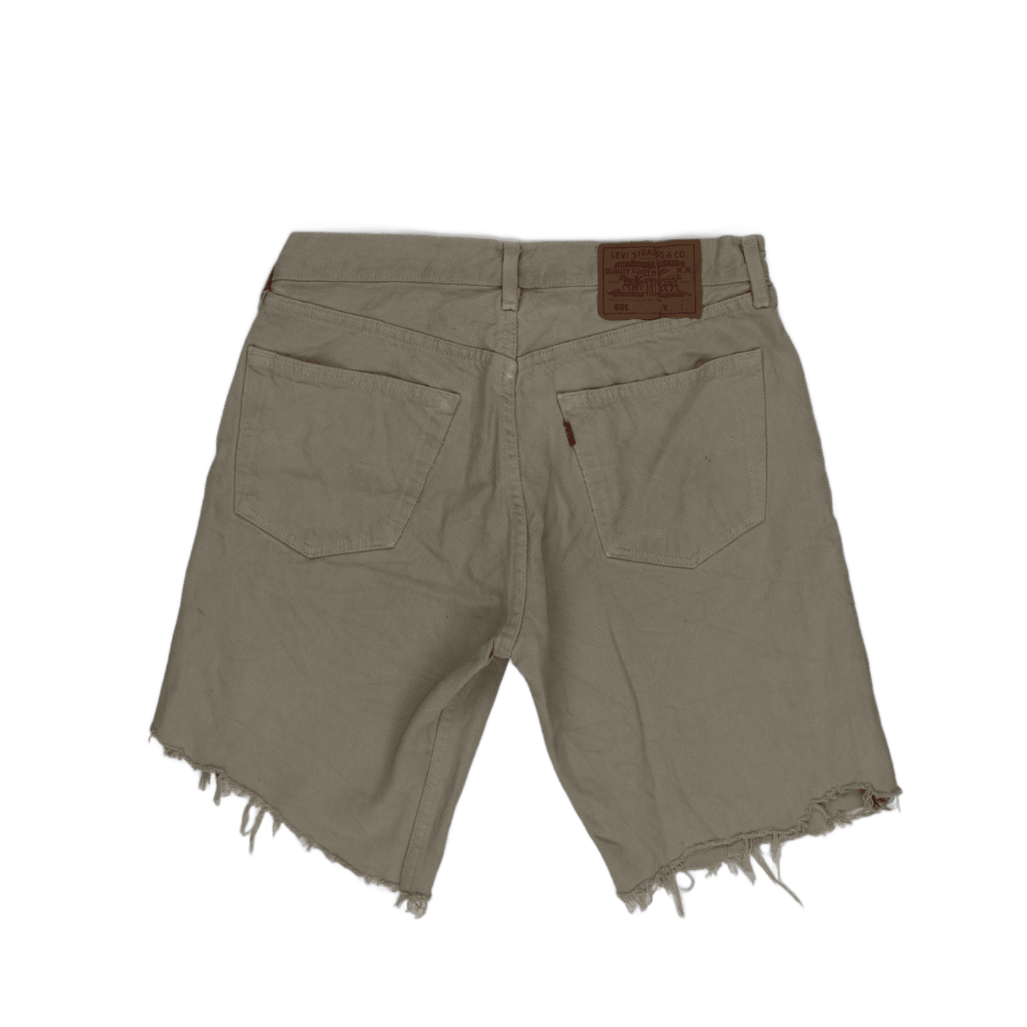 Levi's 501 Vintage Distressed Beige Cut-Off Denim Shorts W32 L34 Denim Cotton
