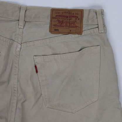 Levi's 501 Vintage Distressed Beige Cut-Off Denim Shorts W32 L34 Denim Cotton