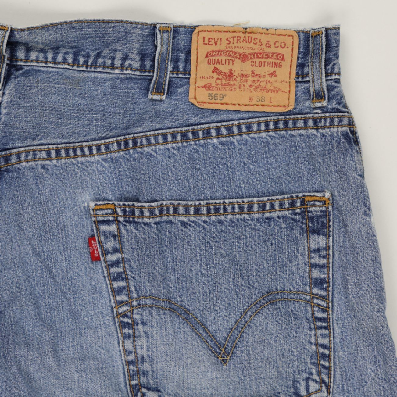 Levi's 569 Loose Fit Denim Shorts Blue W38 100 Cotton Vintage