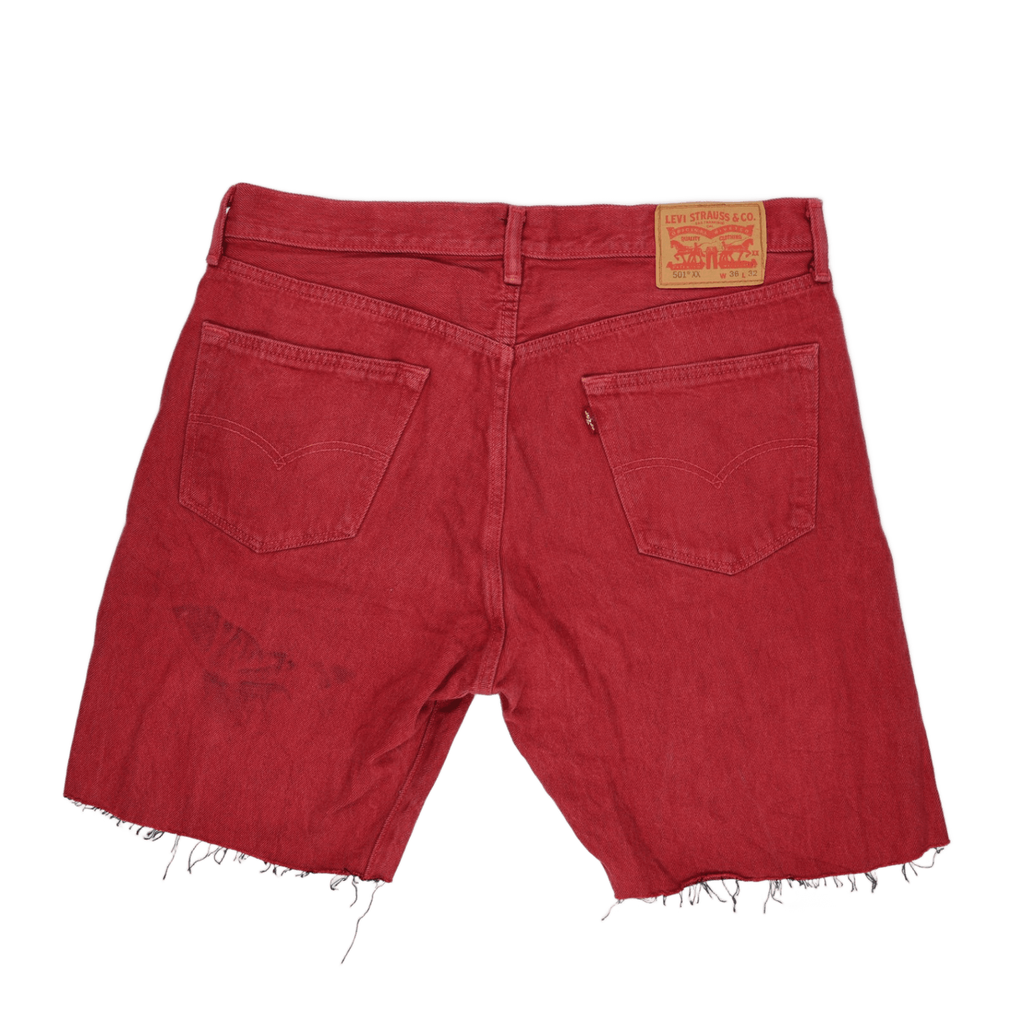 Levi's 501 XX Red Denim Cut-Off Shorts W36 L32 Cotton Vintage