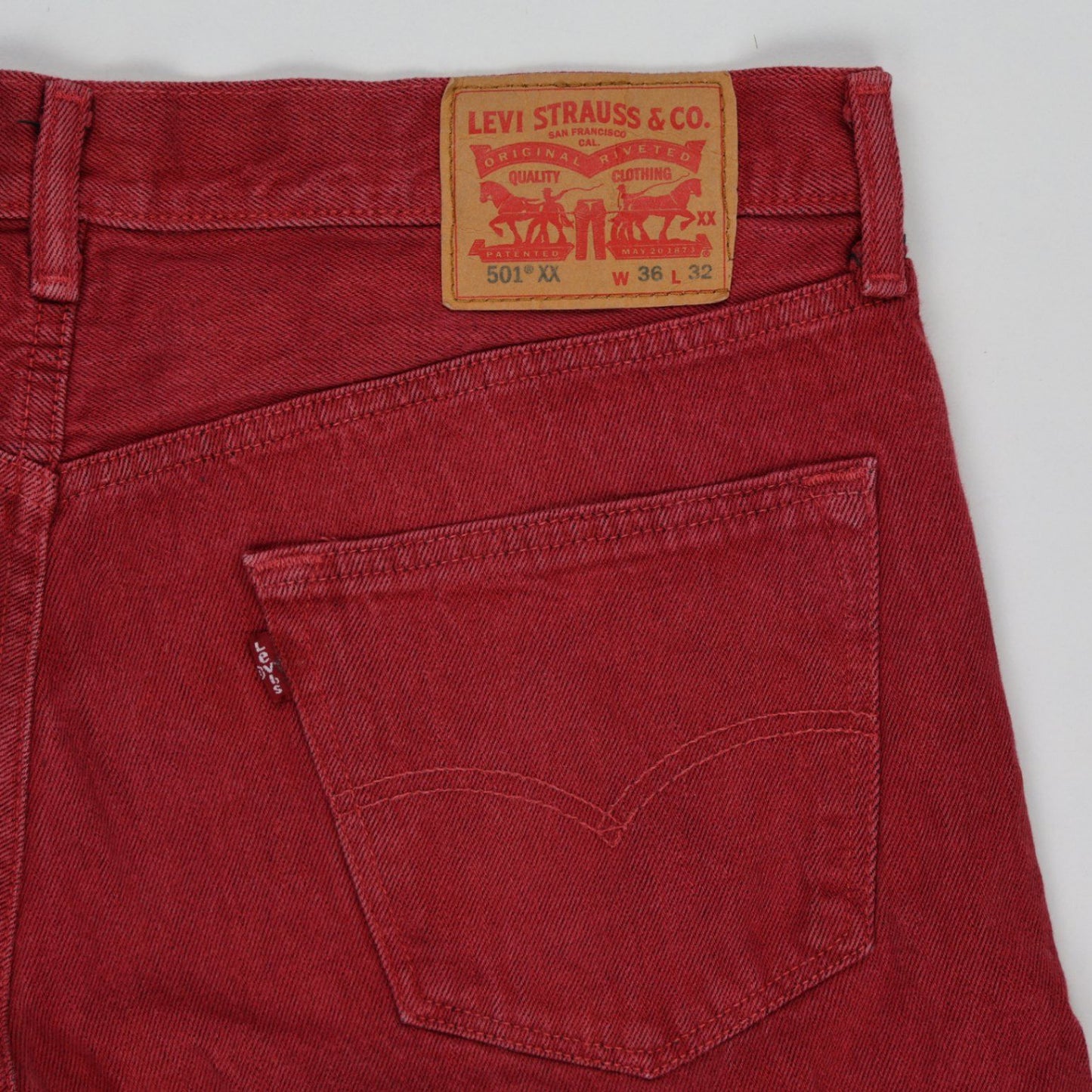 Levi's 501 XX Red Denim Cut-Off Shorts W36 L32 Cotton Vintage