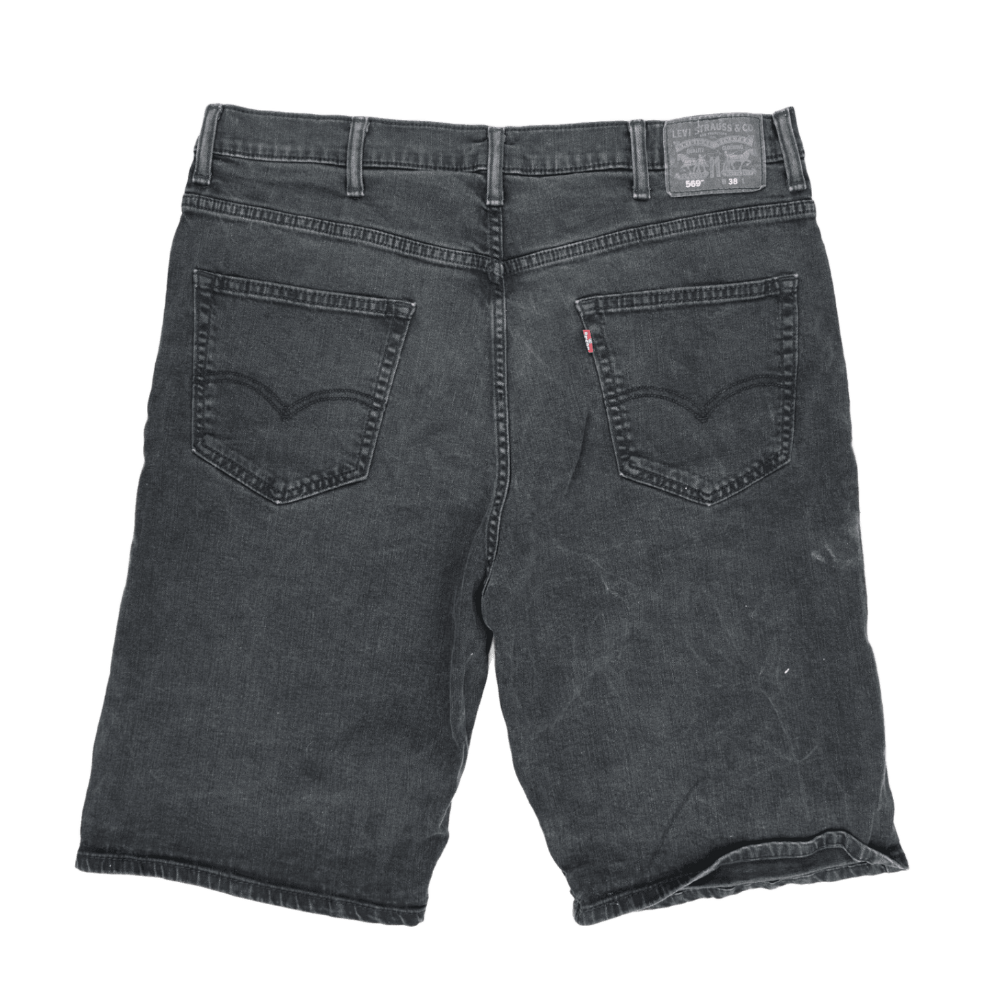 Levi's 569 Loose Straight Fit Black Denim Shorts Size 38 Cotton Blend