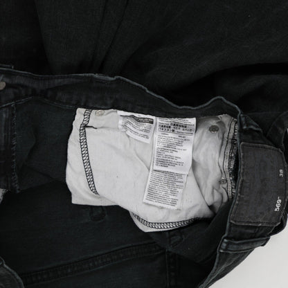 Levi's 569 Loose Straight Fit Black Denim Shorts Size 38 Cotton Blend