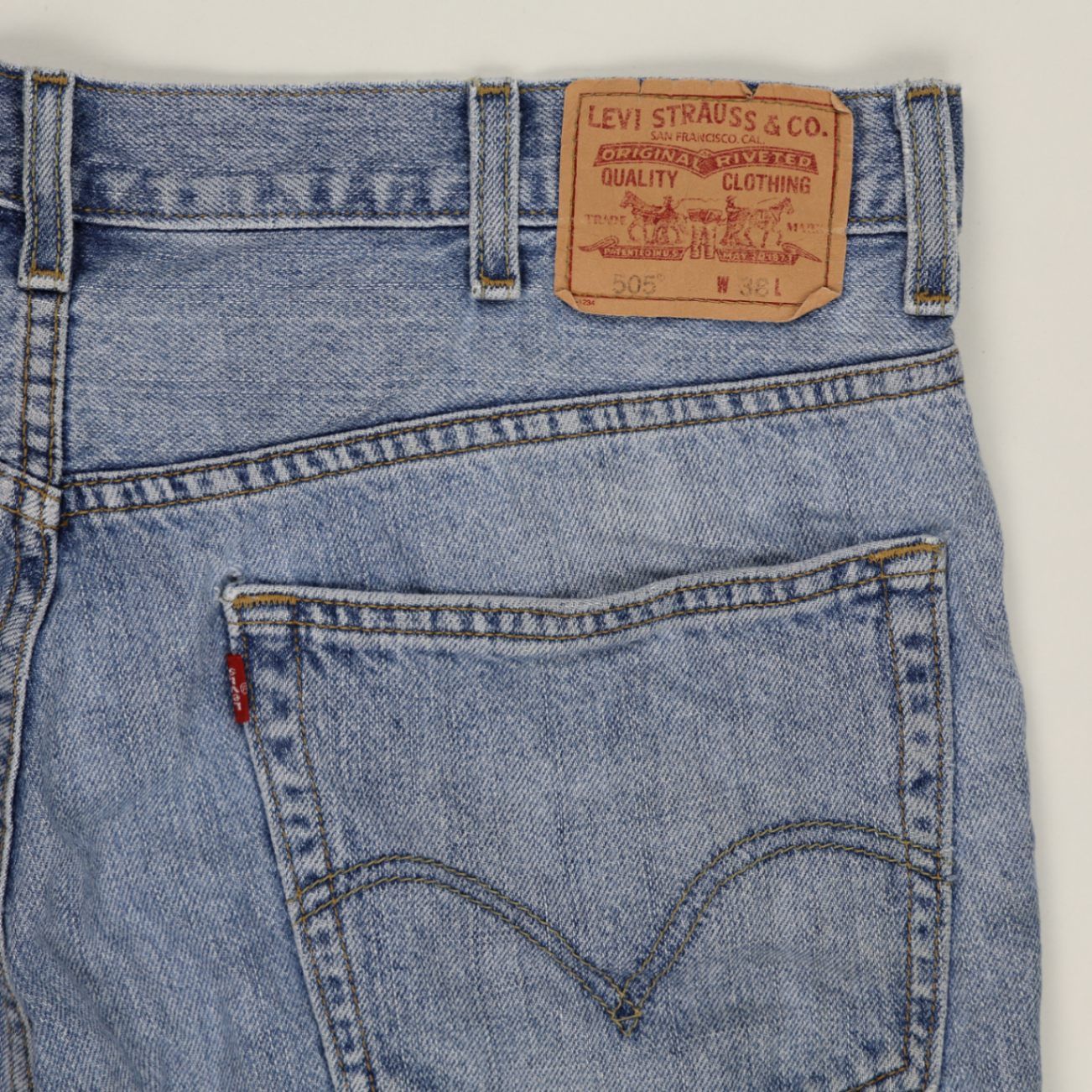Levi's 505 Regular Fit Denim Shorts Light Blue W38 100% Cotton Vintage