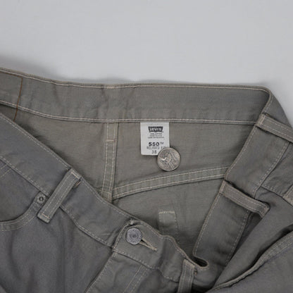 Levi's 550 Relaxed Fit Grey Cotton Shorts Size 38