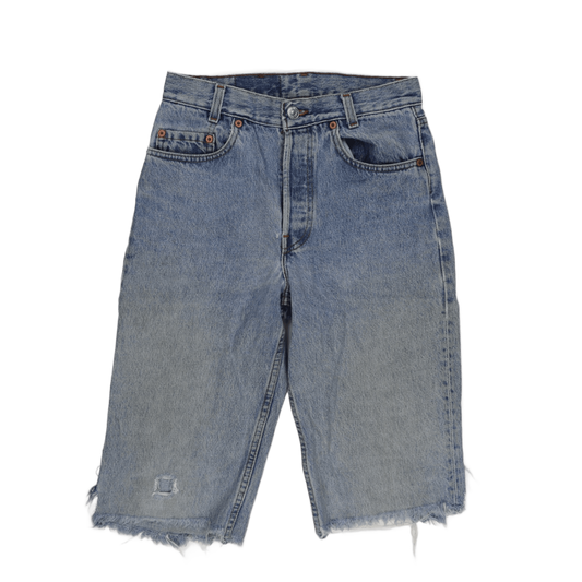 Levi's 701 Student Vintage Raw Hem Denim Shorts Light Blue Size 27 Cotton Denim