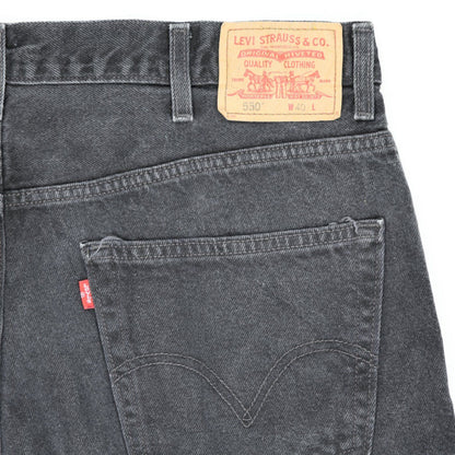 Levi's 550 Relaxed Fit Black Denim Shorts 40W 100% Cotton Vintage Men's Clothing