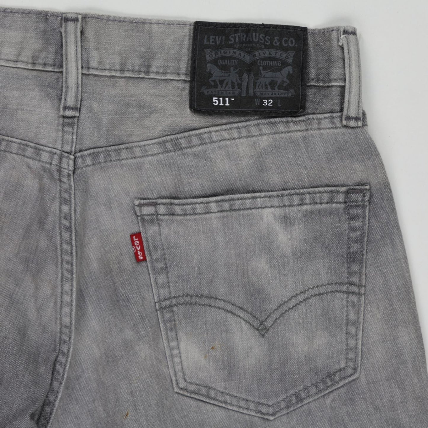 Levi's 511 Grey Distressed Denim Shorts W32 Cotton Blend Vintage Men's