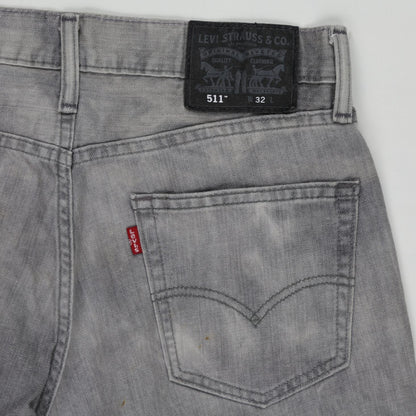 Levi's 511 Grey Distressed Denim Shorts W32 Cotton Blend Vintage Men's
