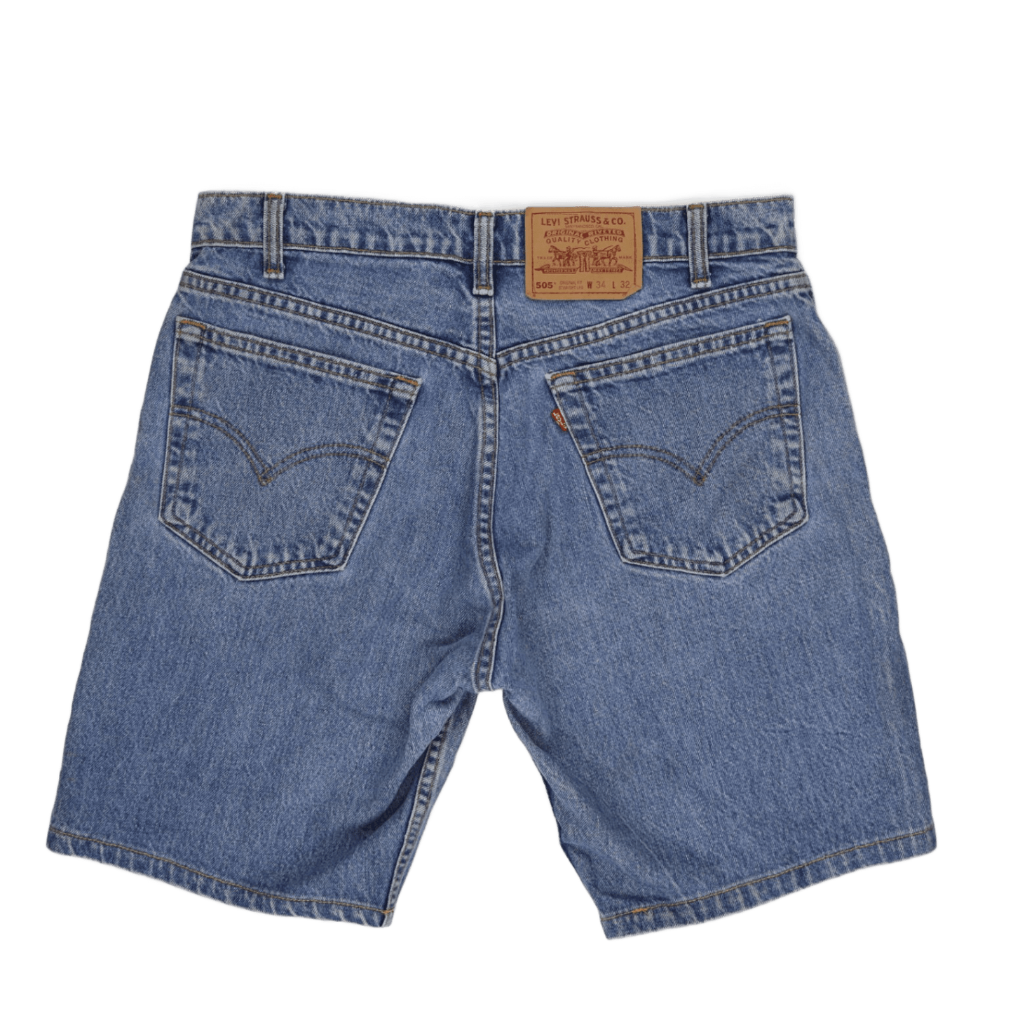 Levi's 505 Original Fit Denim Shorts Blue W34 L32 100% Cotton Vintage Straight Leg