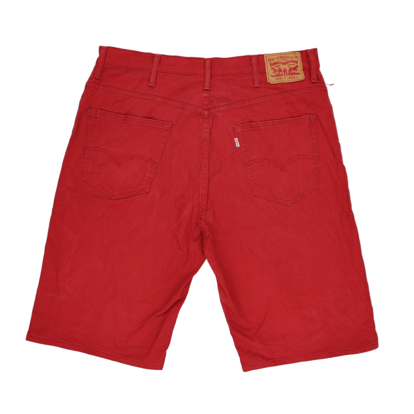 Levi's 569 Red Relaxed Fit Denim Shorts W38 100 Percent Cotton