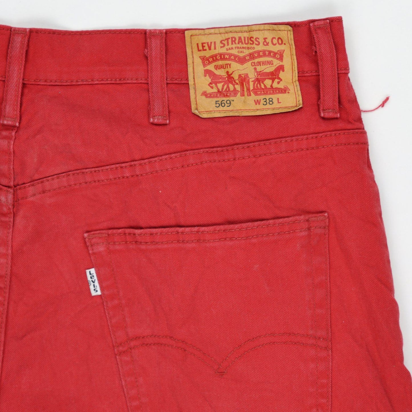 Levi's 569 Red Relaxed Fit Denim Shorts W38 100 Percent Cotton