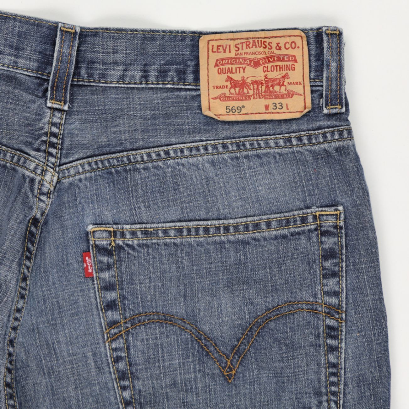 Levi's 569 Loose Straight Fit Denim Shorts Blue W33 100% Cotton Vintage