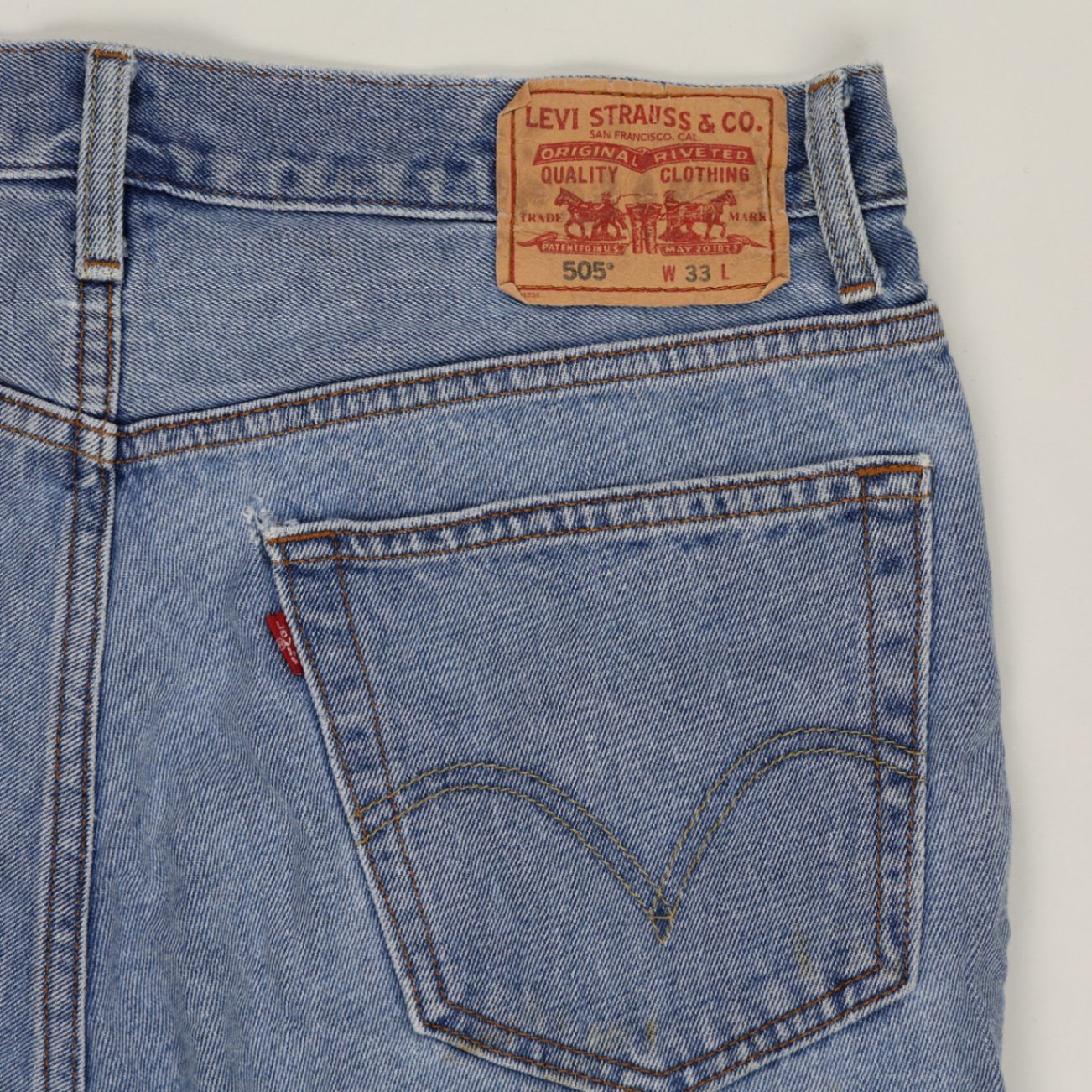 Levi's 505 Regular Fit Denim Shorts Blue W33 100% Cotton Vintage