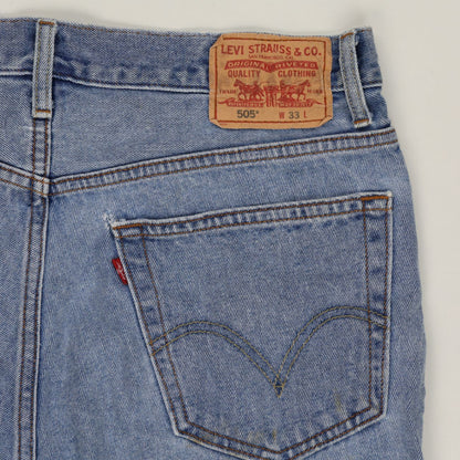 Levi's 505 Regular Fit Denim Shorts Blue W33 100% Cotton Vintage
