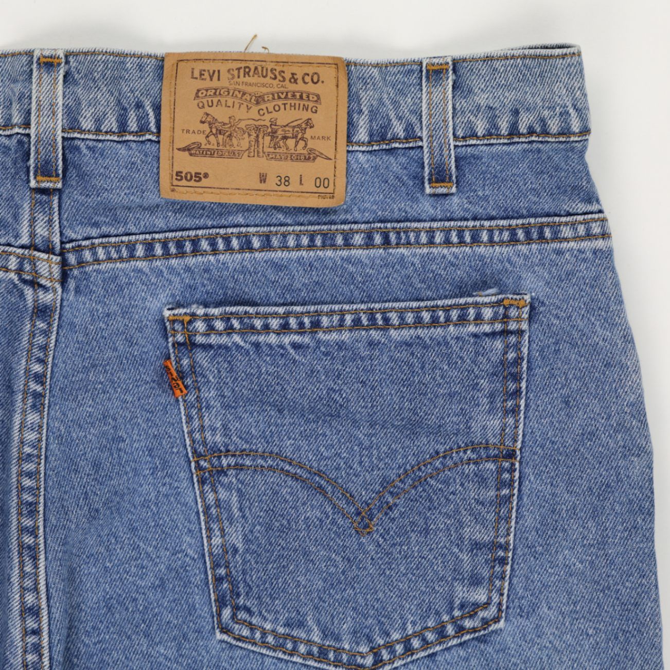 Levi's 505 Original Blue Denim Shorts W38 Classic Straight Vintage Men's Clothing