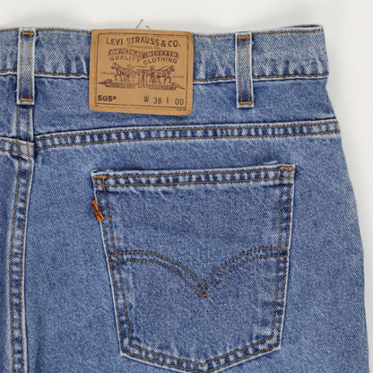 Levi's 505 Original Blue Denim Shorts W38 Classic Straight Vintage Men's Clothing