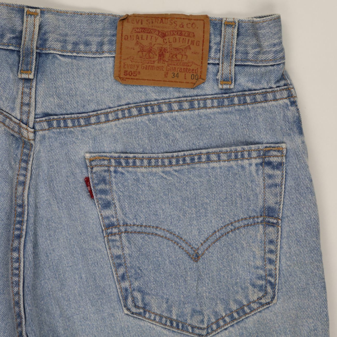 Levi's 505 Regular Fit Denim Shorts Light Blue 34 Inch Waist 9 Inch Inseam Cotton Denim Vintage
