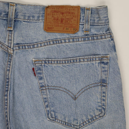 Levi's 505 Regular Fit Denim Shorts Light Blue 34 Inch Waist 9 Inch Inseam Cotton Denim Vintage