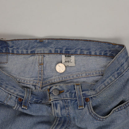 Levi's 505 Regular Fit Denim Shorts Light Blue 34 Inch Waist 9 Inch Inseam Cotton Denim Vintage