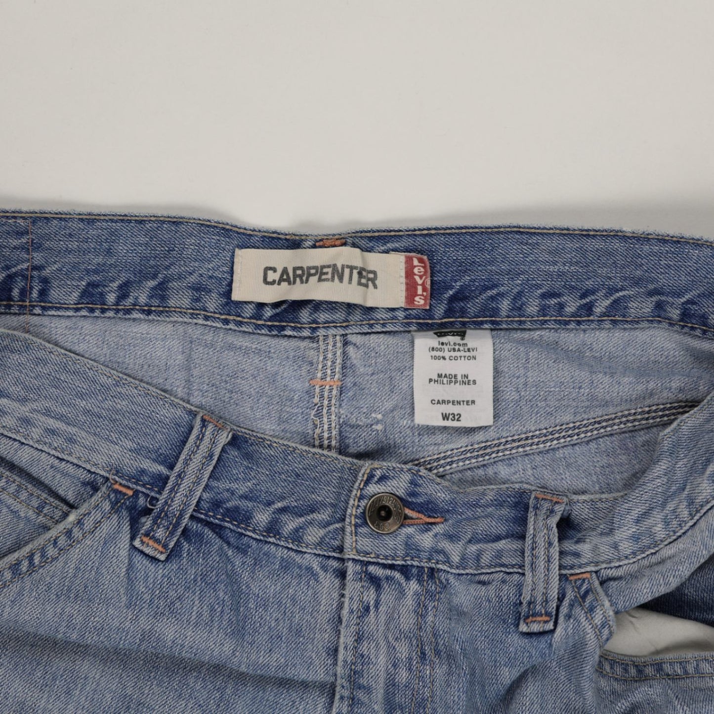 Levi's Carpenter Shorts Light Blue W32 100% Cotton Vintage Men's
